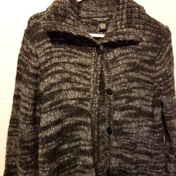 Reference Point Sweater Button Down Cardigan Womens Large Black Gray Heathered - Picture 3 of 14